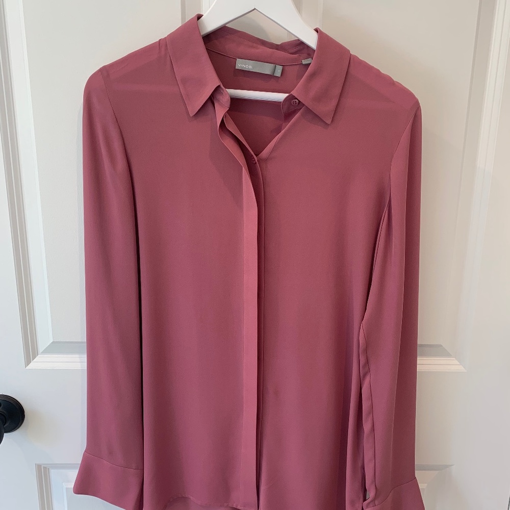 Vince Women’s 100% Silk Top, Size 10, Rose